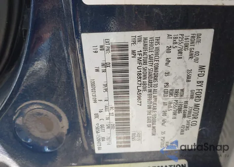 2007 Ford Expedition Eddie Bauer from USA, damaged, VIN 1FMFU185X7LA59677